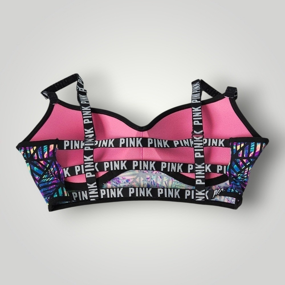 PINK Victoria's Secret Bralette Small Holographic Geometric Print Y2K Retro - Picture 3 of 7